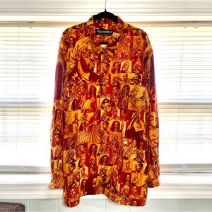 VTG 80s 90s PELLE PELLE Spellout Button Shirt Sz XXL